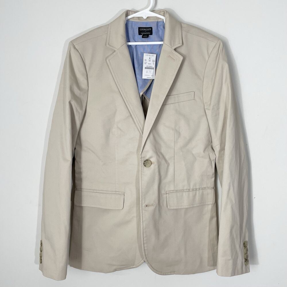 NEW Crewcuts Thompson Sand Beige Suit Jacket Boys Size 14 Stretch Cotton H5630